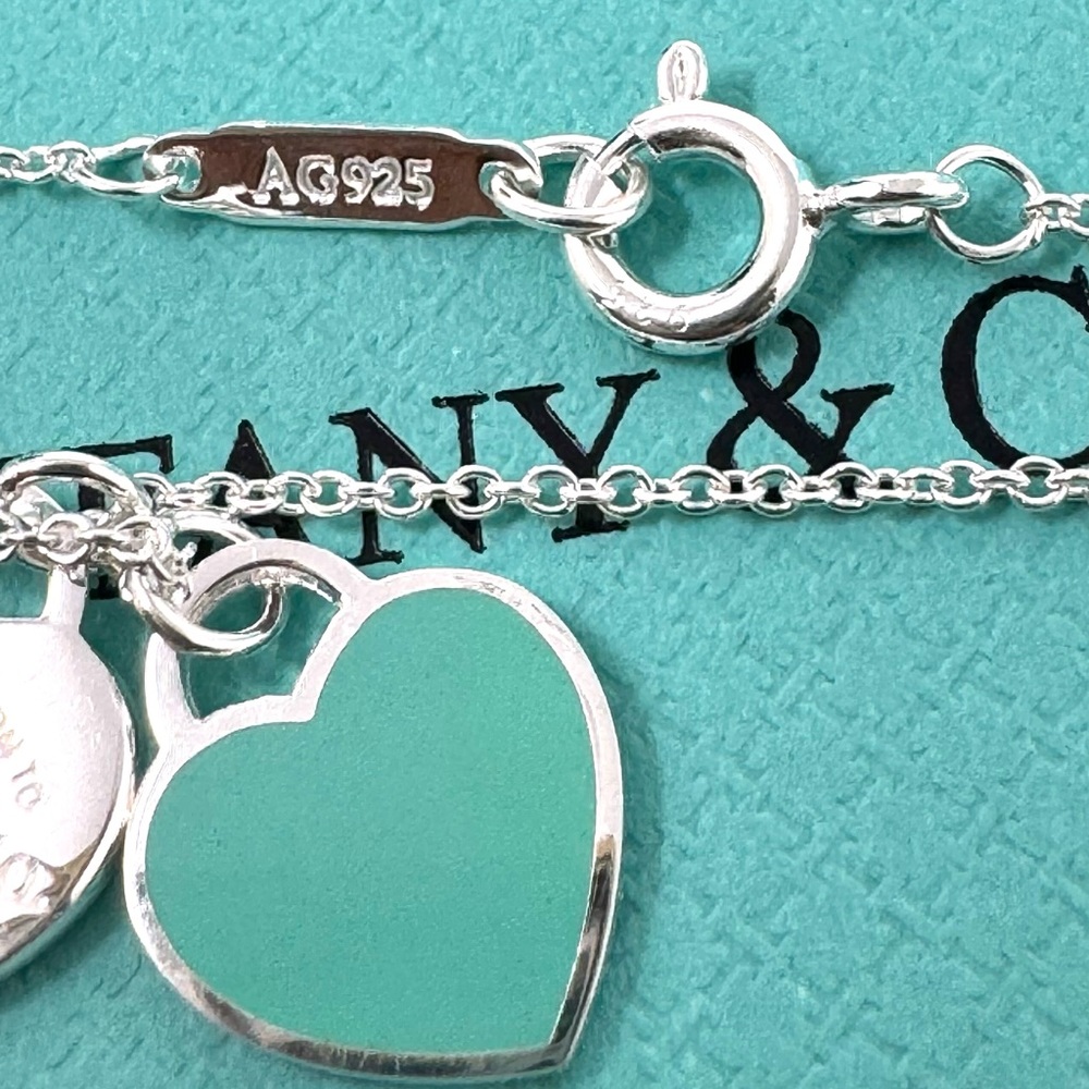 Authentic Tiffany & CO. Double Heart Sterling Silver 925 Necklace. - Picture 4 of 13